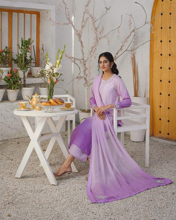 Purple | Pret Luxury Silk | 3 Piece Suit - NamraBisma