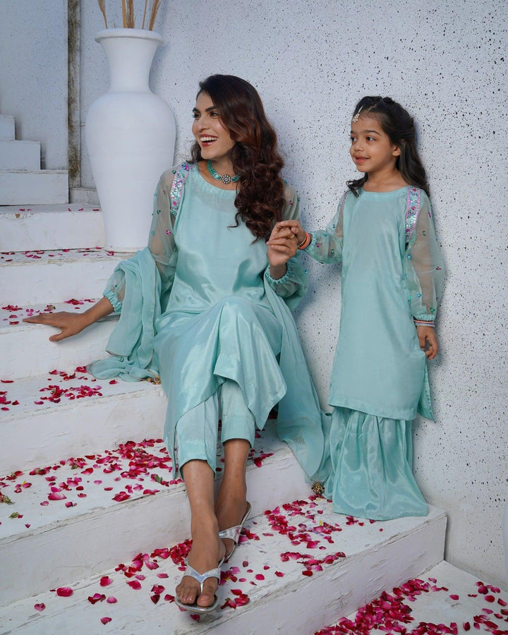 Sea Green | Pret Luxury Silk | 3 Piece Suit - NamraBisma